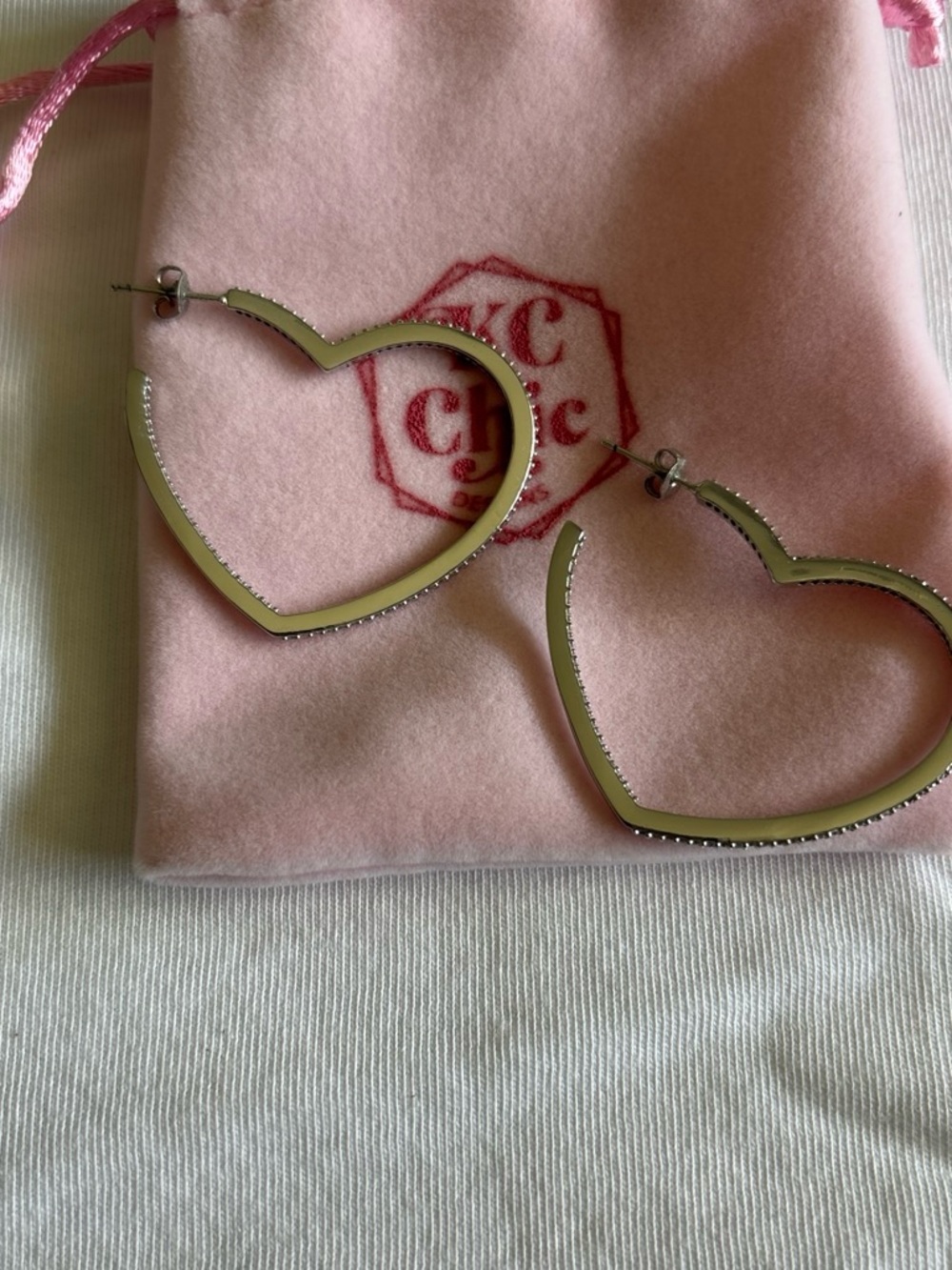 Heart-Shaped Silver Hoop Earrings - Women's Jewelry